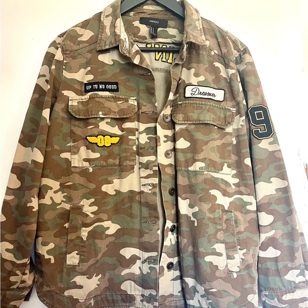 Forever 21 Green and Brown Military Field Jacket